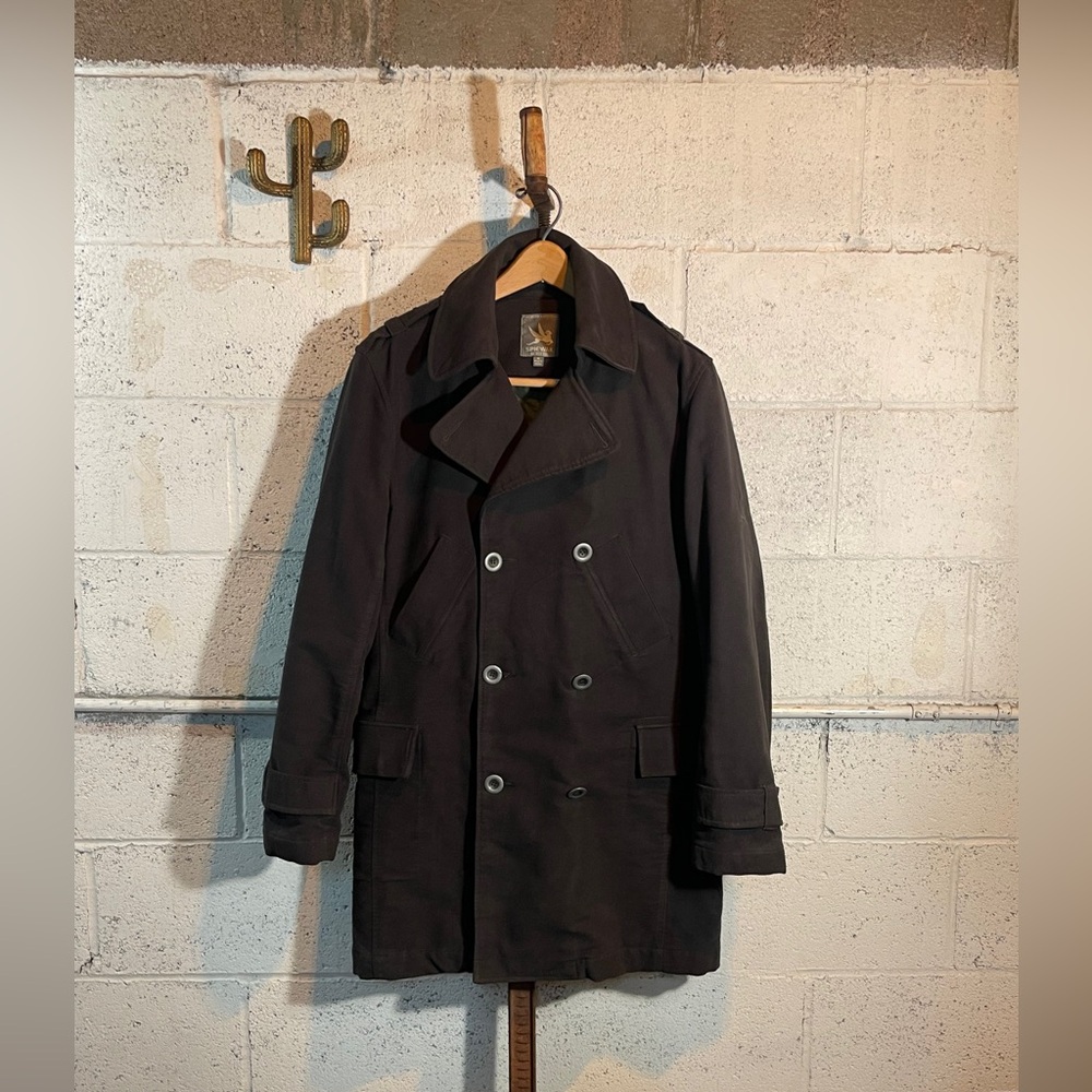 SPIEWAK Double Breasted Black Cotton Peacoat